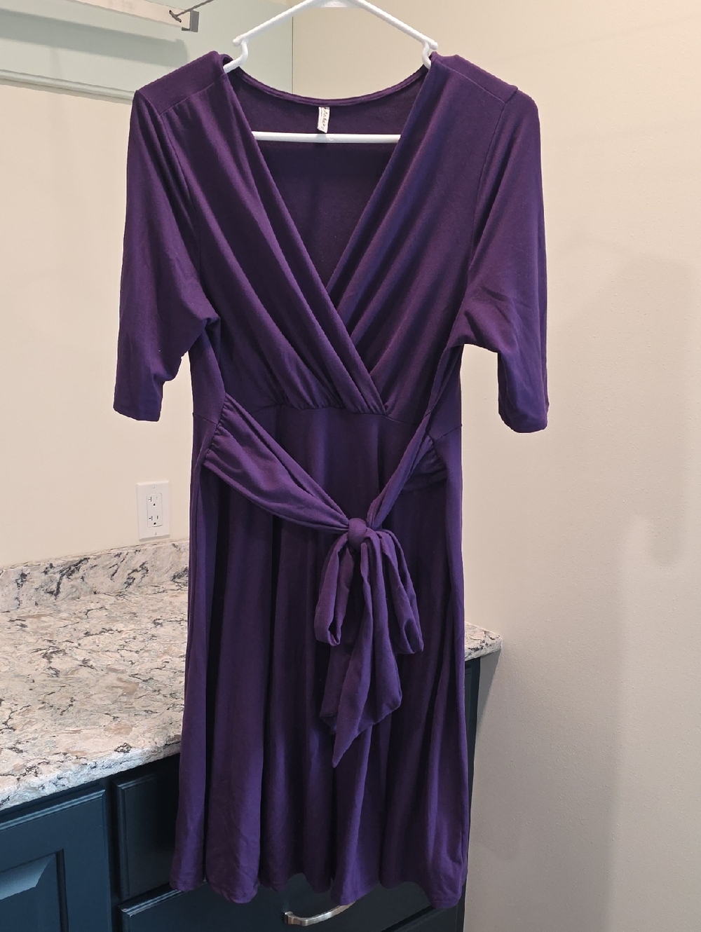 Mother Bee Maternity Purple Wrap Nursing Dress